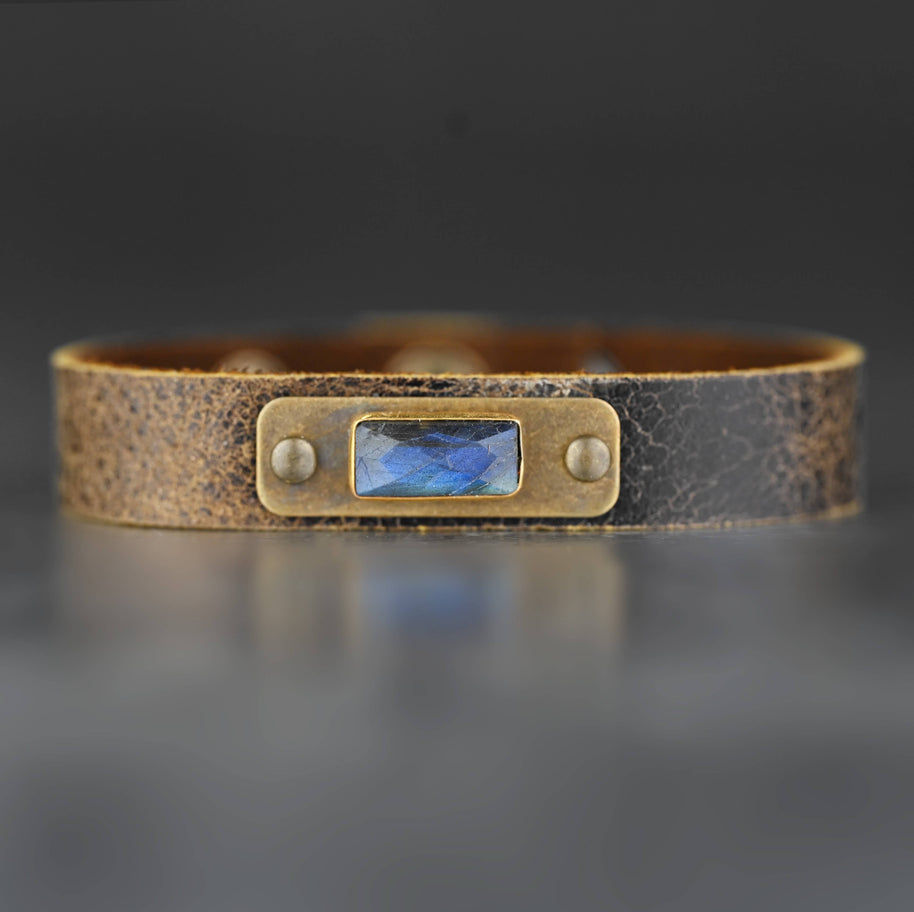 Leather Cuff with Stone