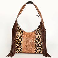 Leopard and Embossed Leather Hobo Purse