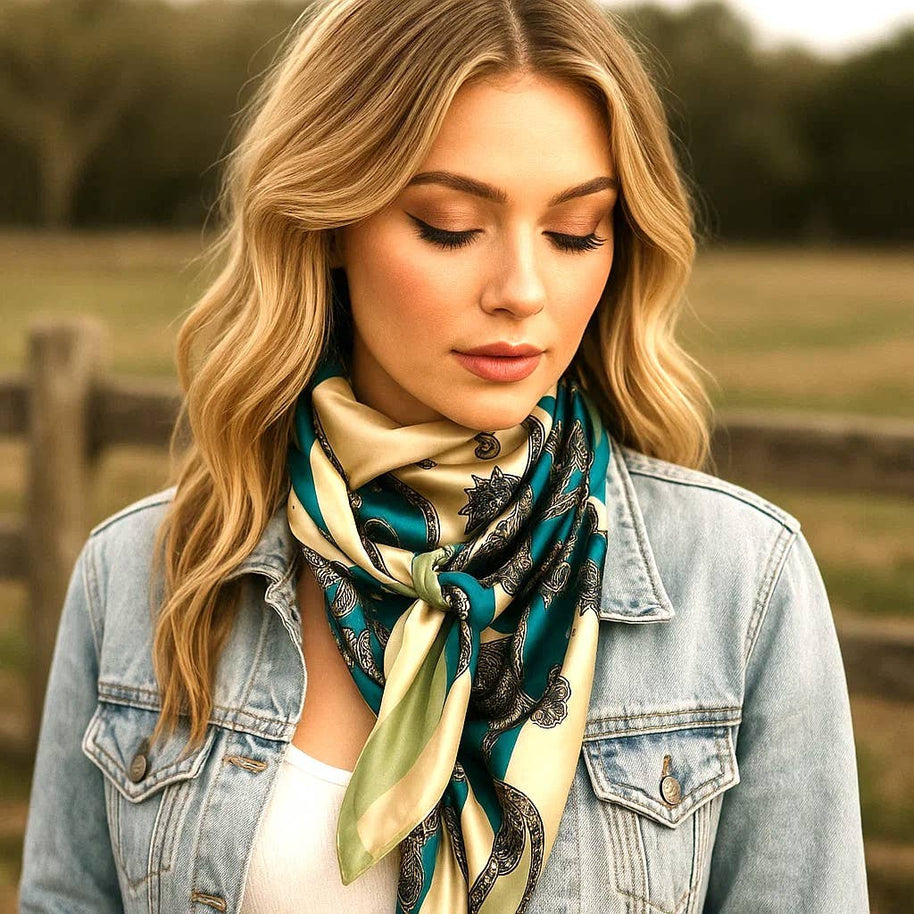 35X35" Turquoise Paisley Wild Rag WR299