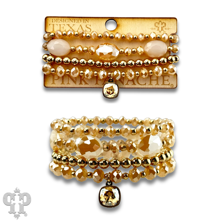 Swarovski® drop four-strand faceted bead bracelet