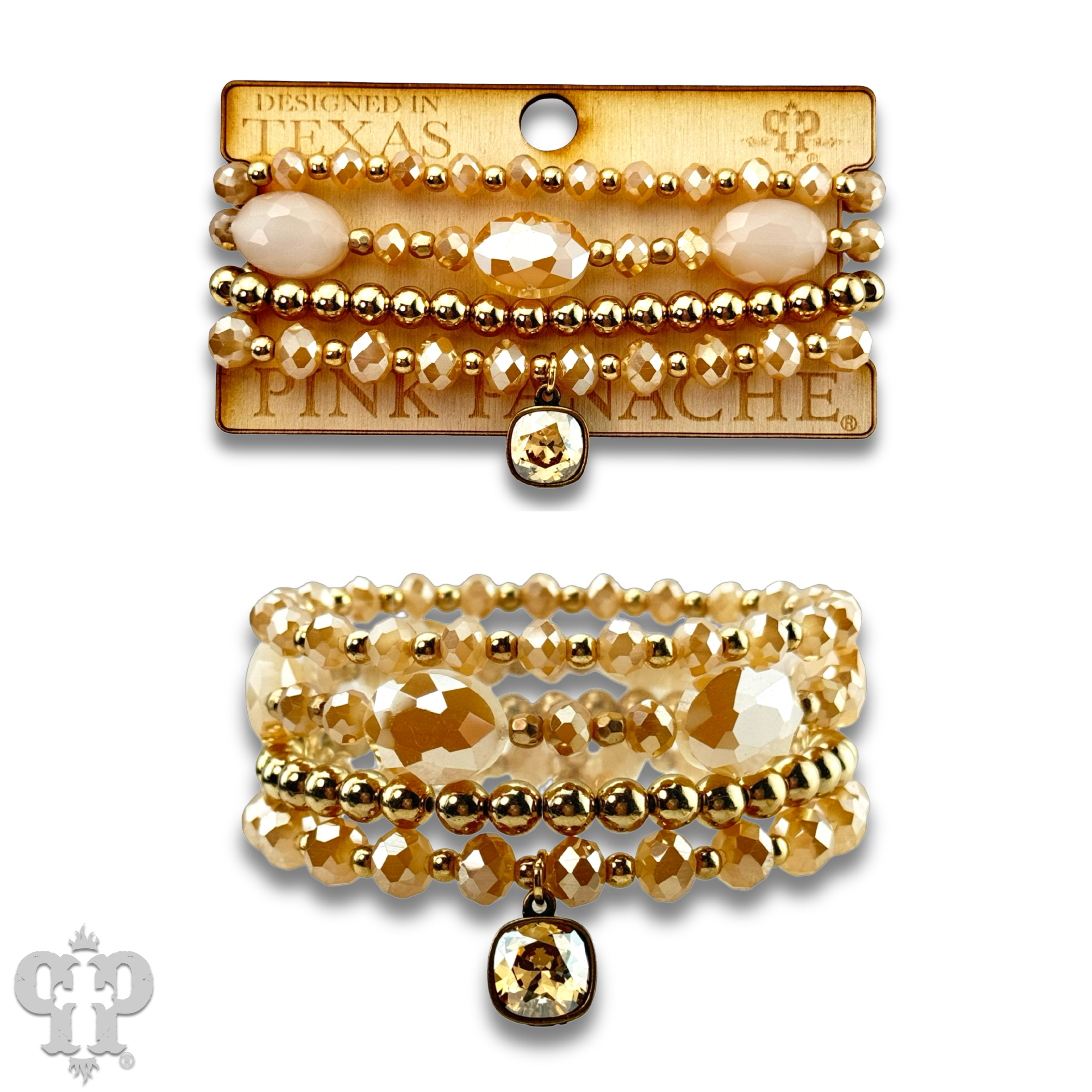 Swarovski® drop four-strand faceted bead bracelet