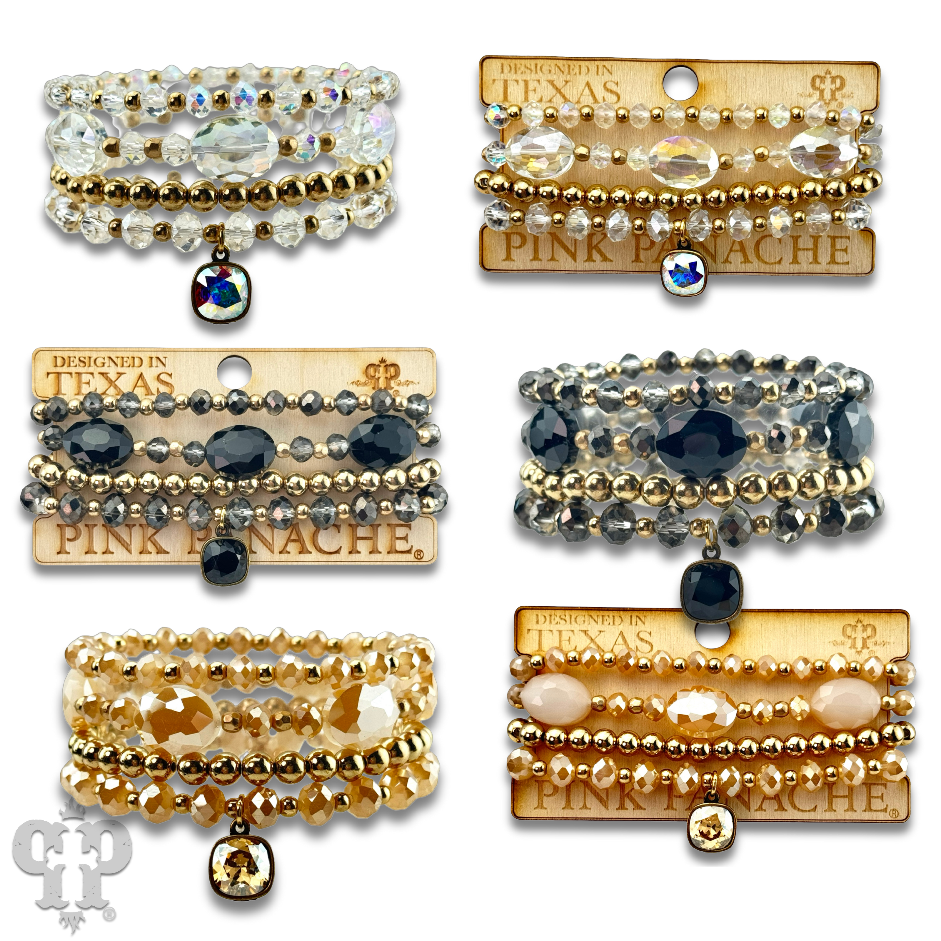 Swarovski® drop four-strand faceted bead bracelet