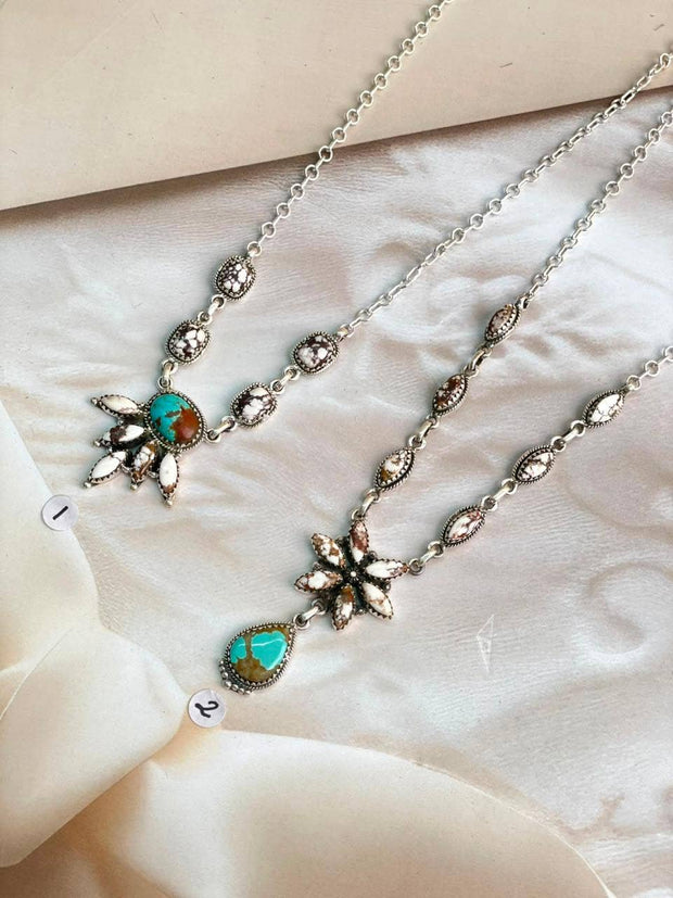 Handmade Turquoise Wild Horse Drop Necklace