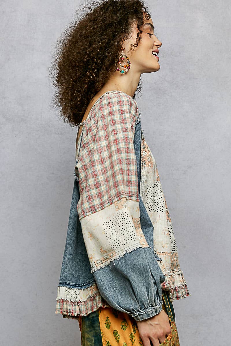 Double Gauze Woven Patch Top