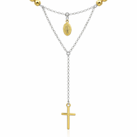 Sterling Silver Two Tone Rosary Necklace