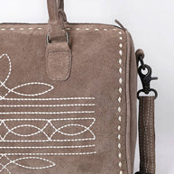 Western Suede Boot Stitch Duffel Bag, Turquoise