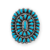 Handmade Sunburst Turquoise Ring Oxidized