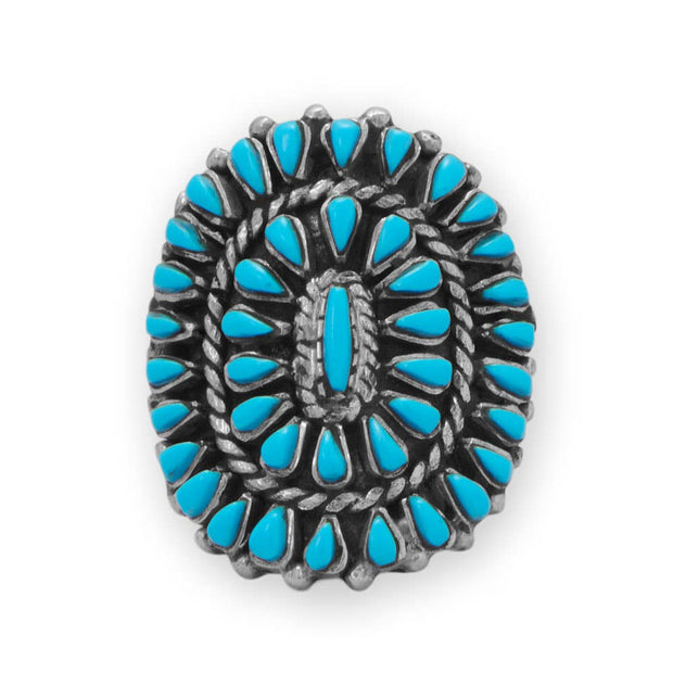 Handmade Sunburst Turquoise Ring Oxidized