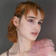 Vintage Deco Crescents w/ Tiny Crystals Earrings