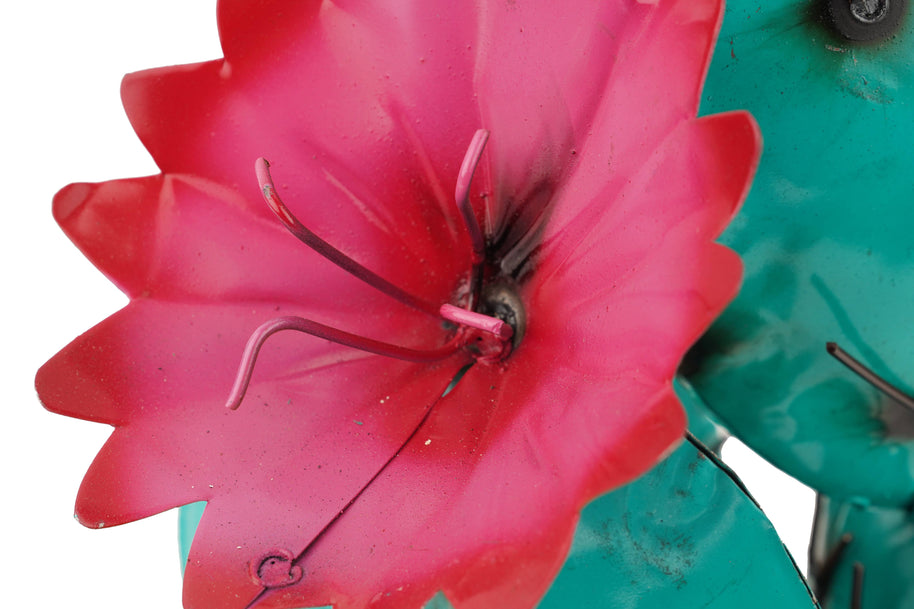 Blooming Metal Prickly Cactus Yard Art