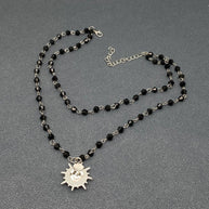 Gothic Black Heart Double Layered Crystal Beaded Necklace