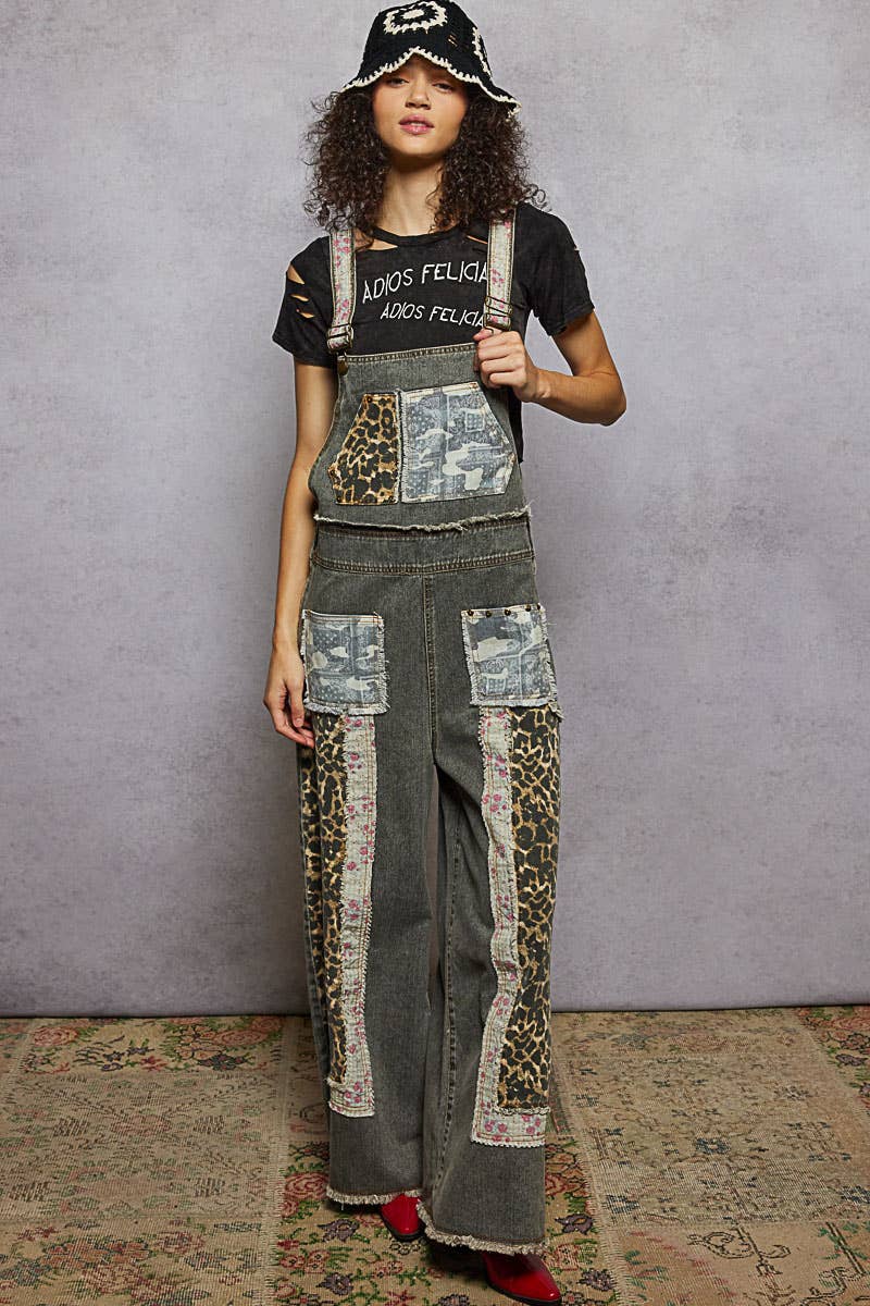 Patchwork & Studs Overalls