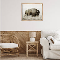 Bison Grazing in Field Floater Framed Art