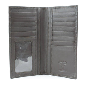 Bison Hide Western Rodeo Wallet with Basket Weave & Concho
