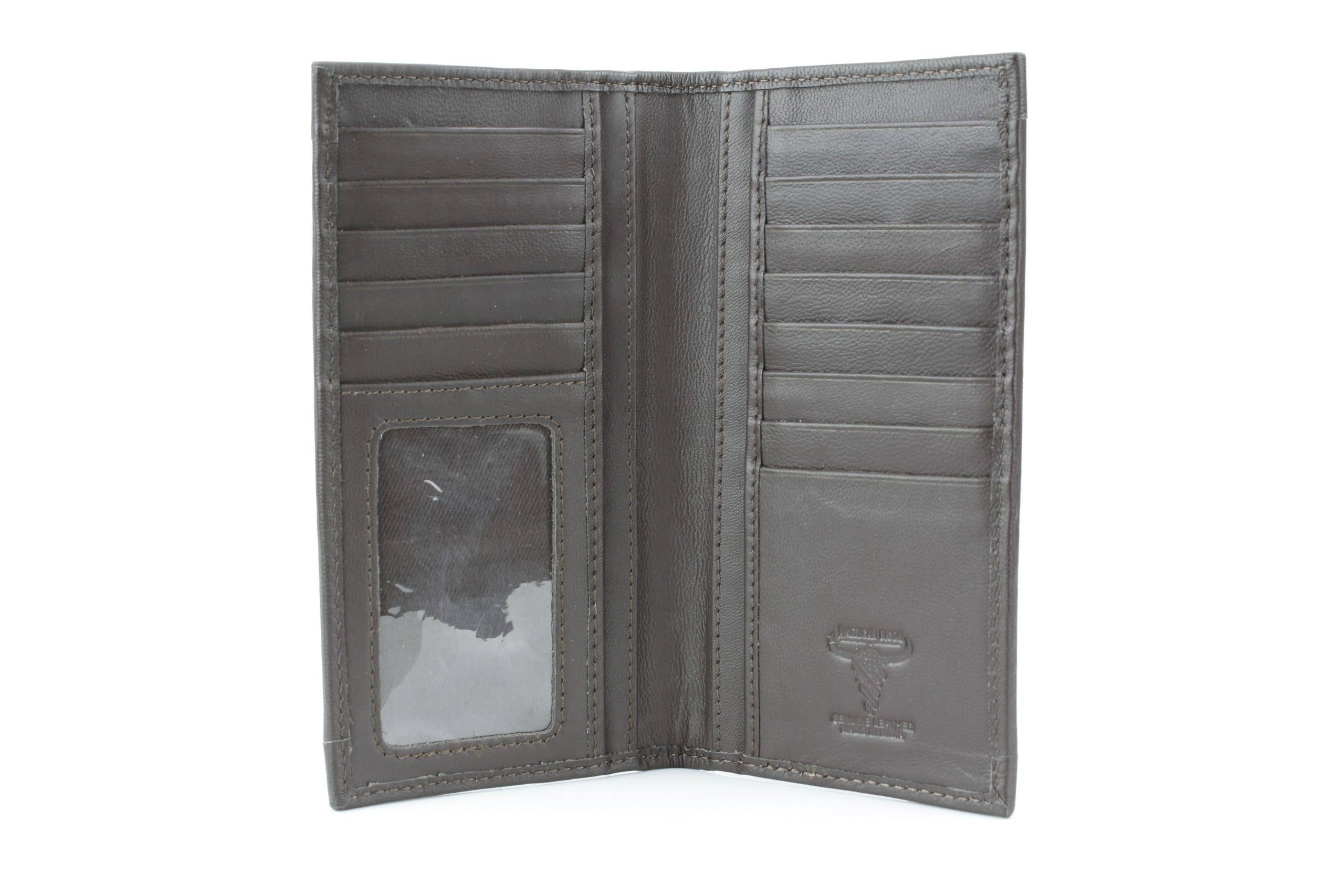 Bison Hide Western Rodeo Wallet with Basket Weave & Concho