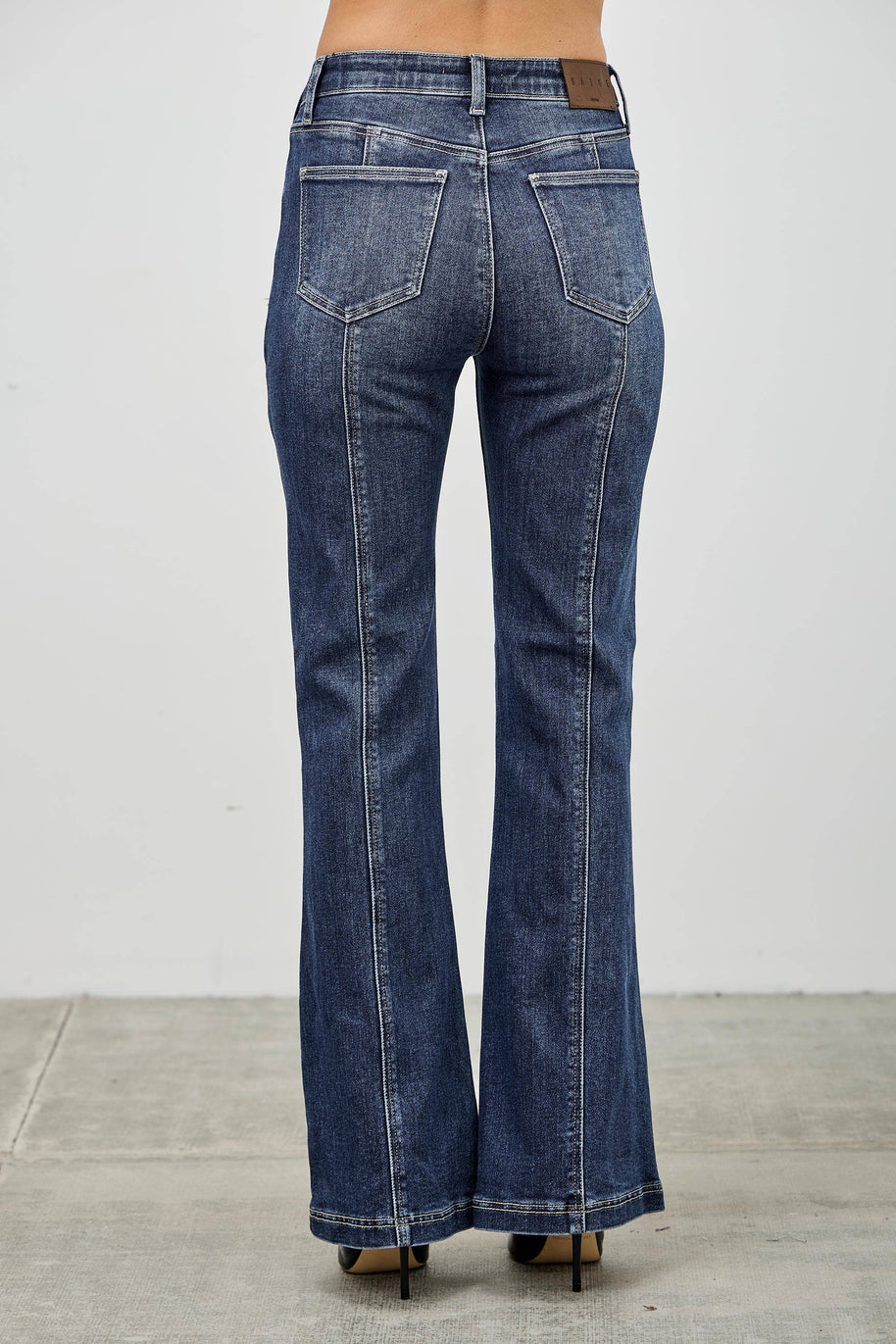 High-Rise Boot Cut Jeans Seam Detail