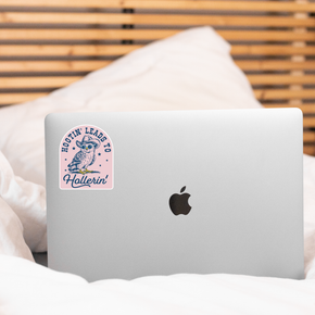 Hootin' Leads to Hollerin' Sticker - cowboy, owl, western