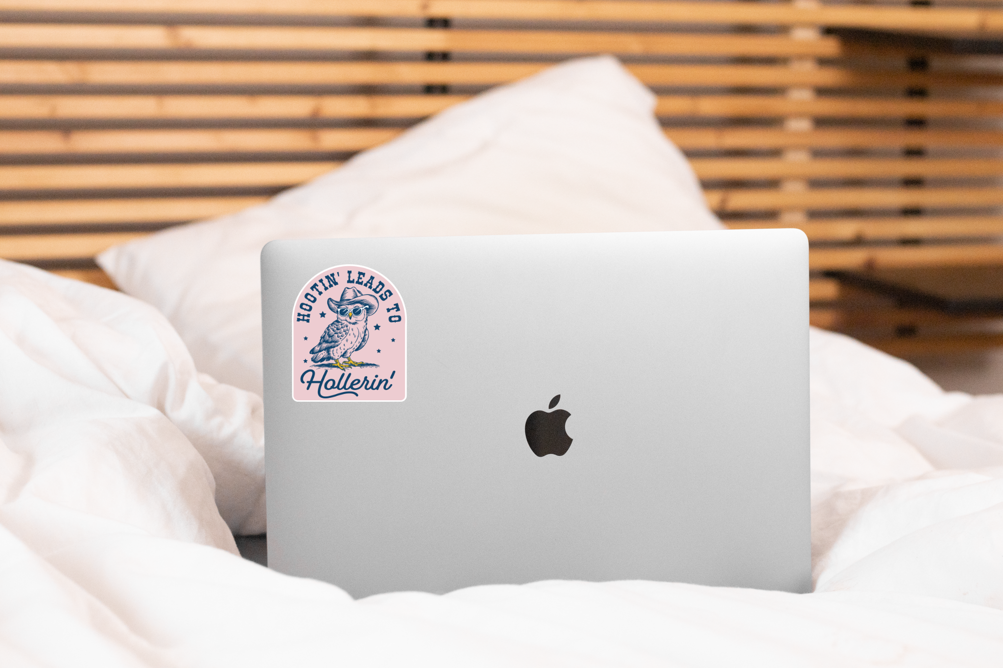 Hootin' Leads to Hollerin' Sticker - cowboy, owl, western
