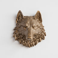 Mini Wolf Head Wall Mount, Bronze