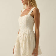 Rita Romper: Floral-Embroidered Corset Romper