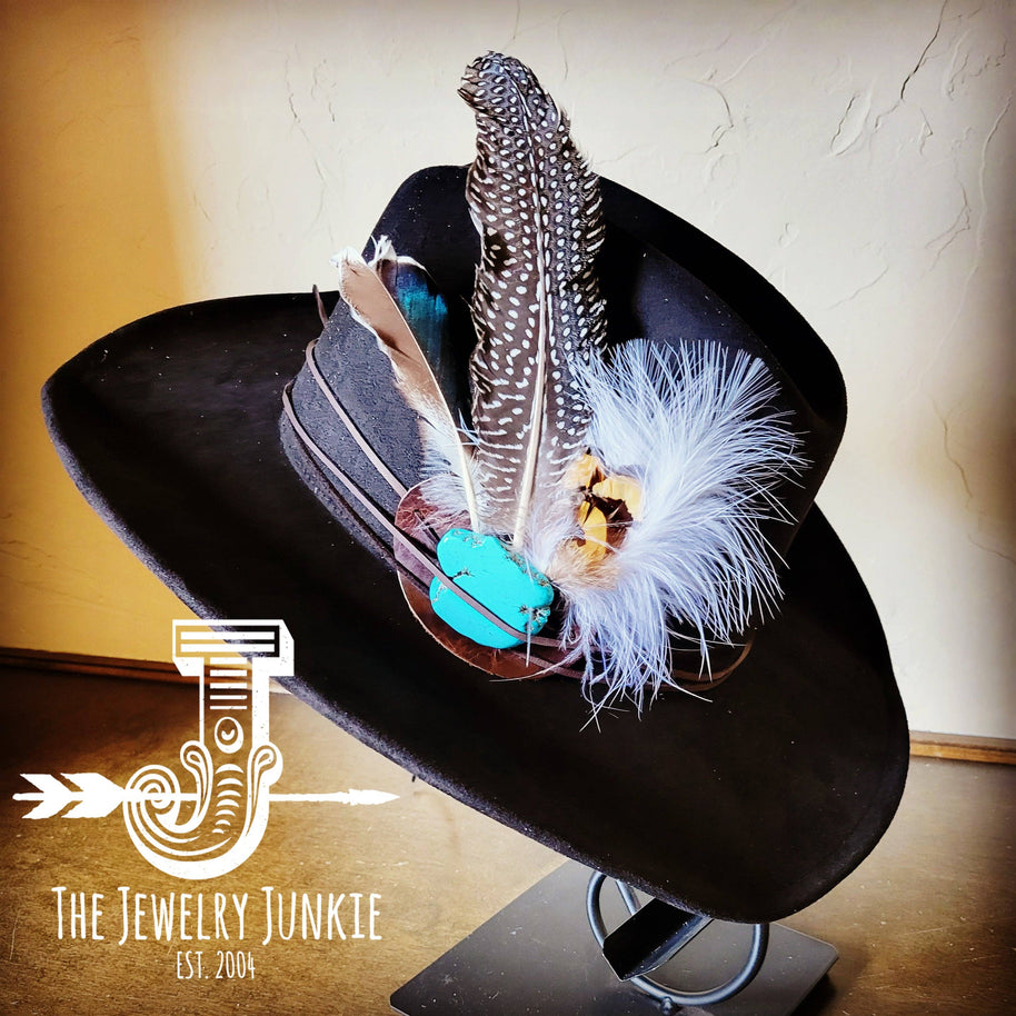 Blue Turquoise, Spotted Feather Hat Band