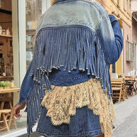 Fringed Denim Crop Jacket