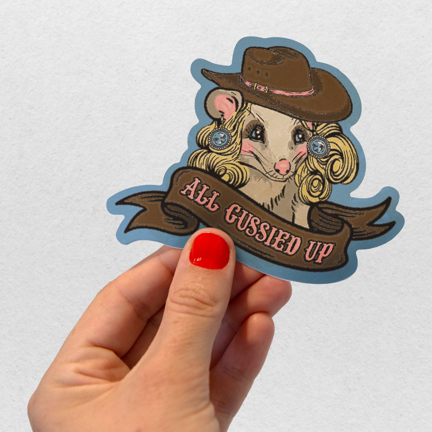 All Gussied Up Possum Sticker