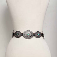 Distressed Leather Belt with Conchos