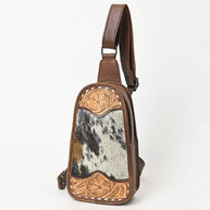 American Darling Hair-On Cowhide Western Leather Sling Bag - Hand-Tooled