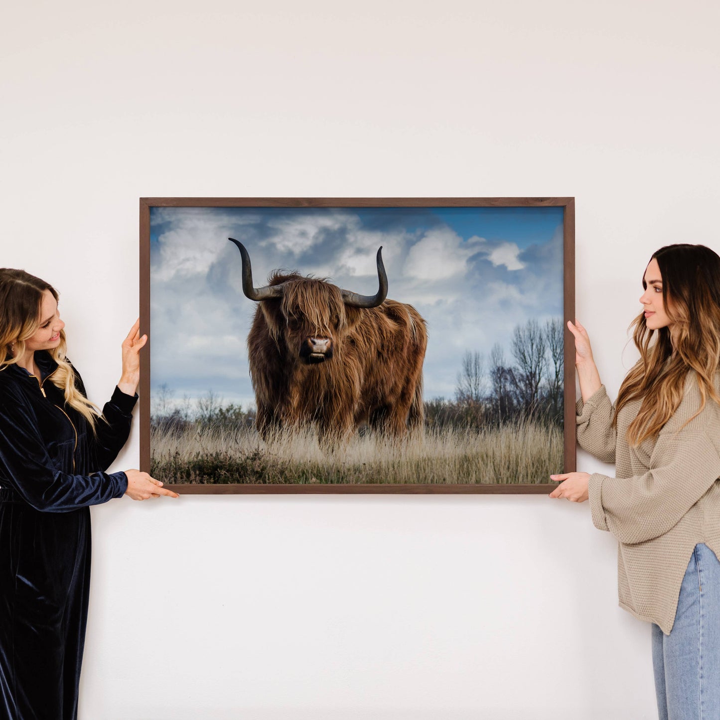 Majestic Highland Cow Canvas Art with Thick Wood Frame