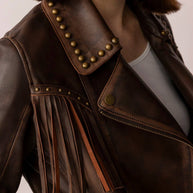 Fury Rider Brown Fringe Leather Jacket