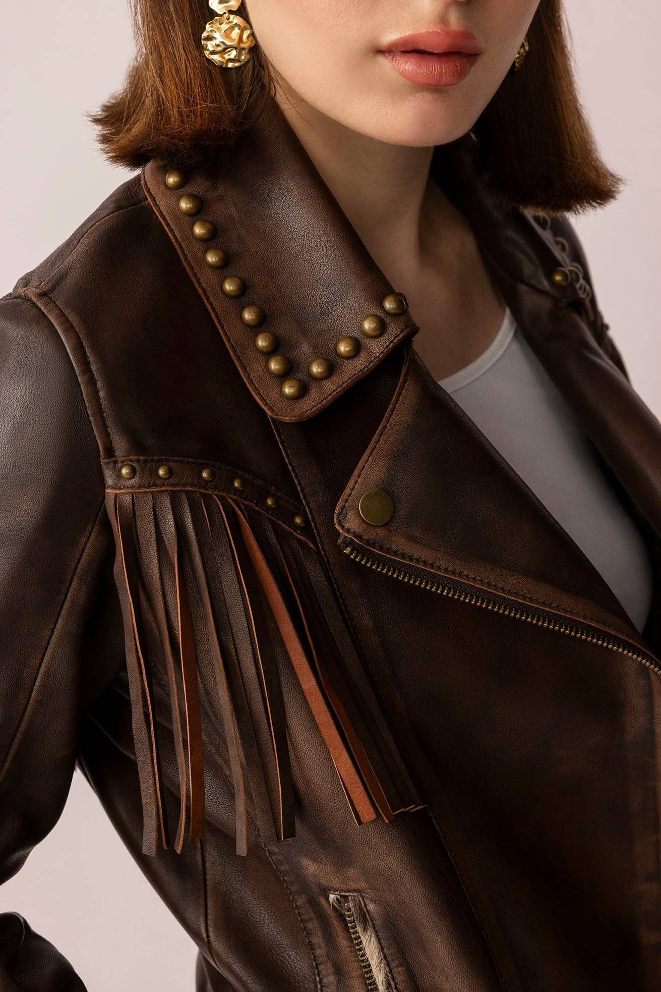 Fury Rider Brown Fringe Leather Jacket