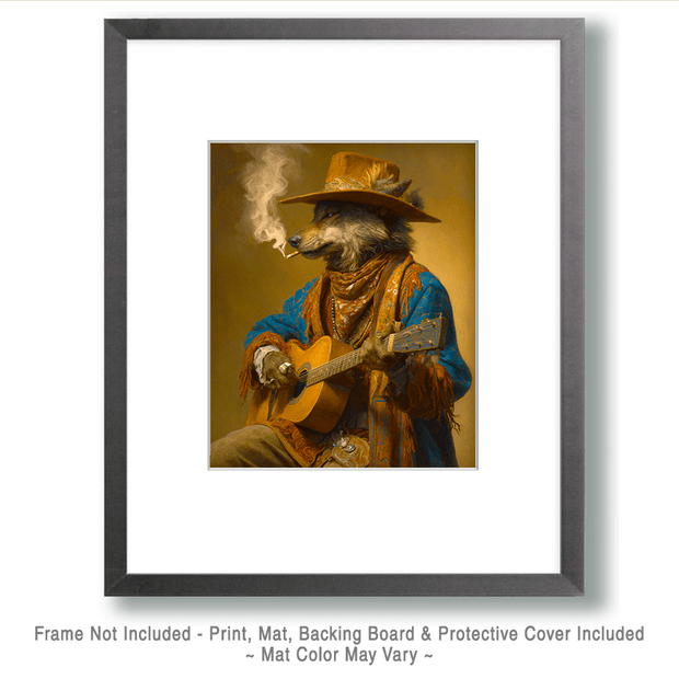 Wolf Troubadour Smoking a Spliff Art Print