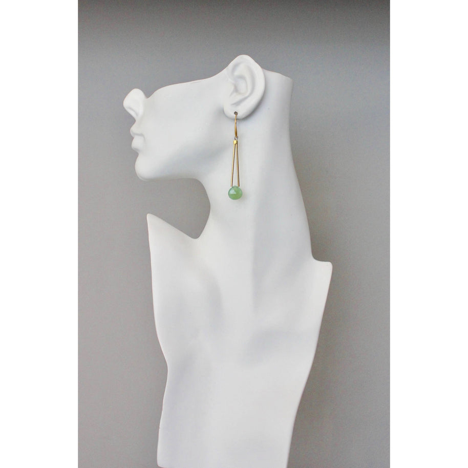 Green onyx geometric earrings