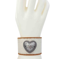 Distressed Leather Bracelet with Heart Concho