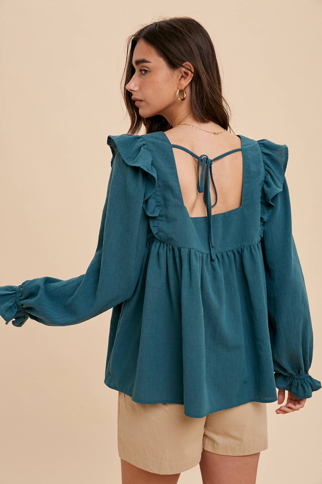 Tie-Back Ruffle Shirt