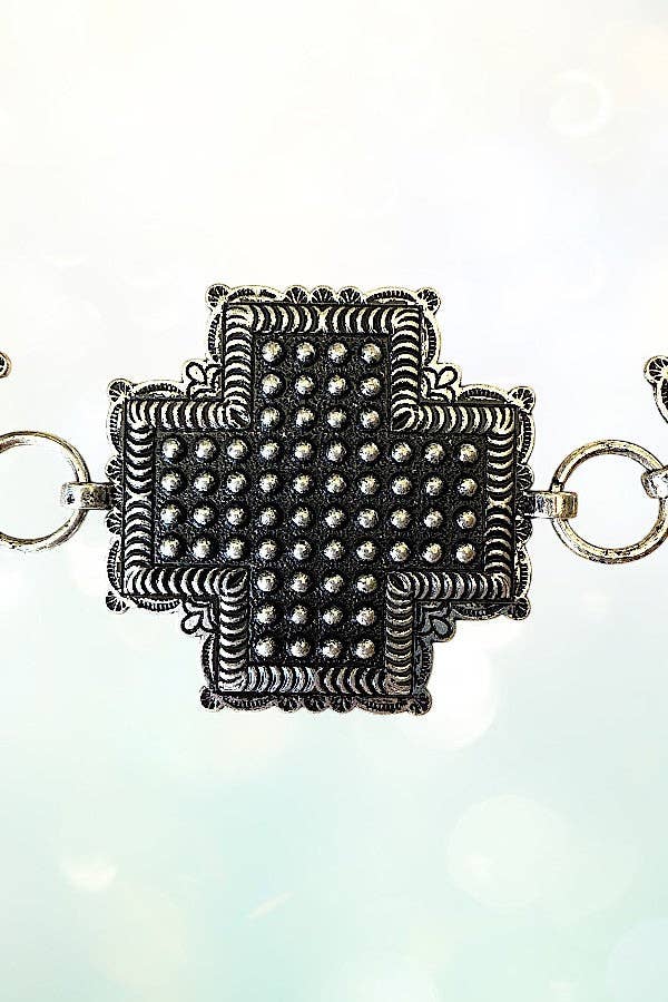Western Cross Bubble Concho Belt