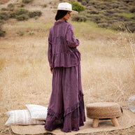 Mineral Wash Lace Tiered Ruffle Pants