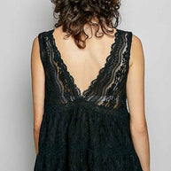 Deep V-Neck Lace Top