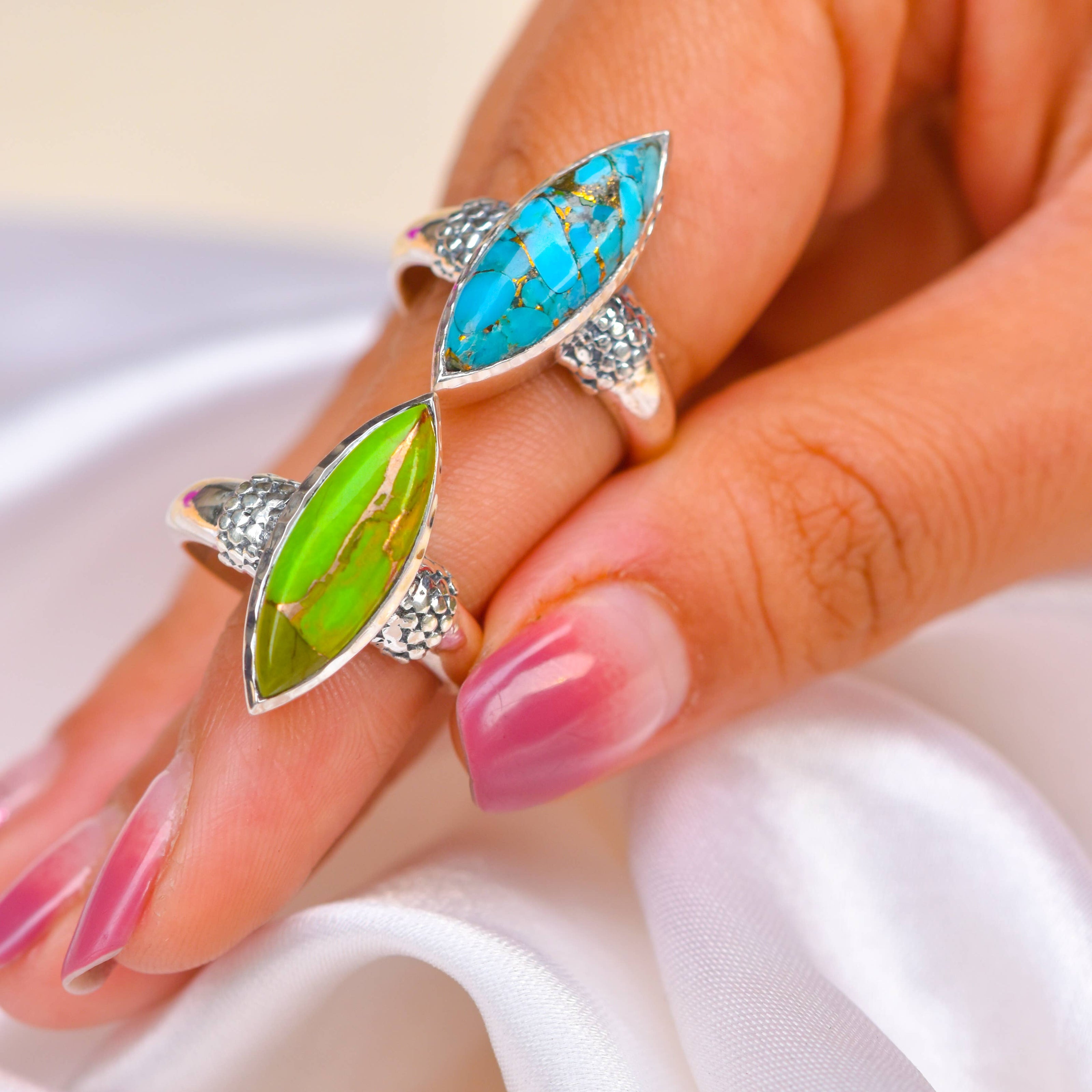 Blue Copper Turquoise Sterling Ring