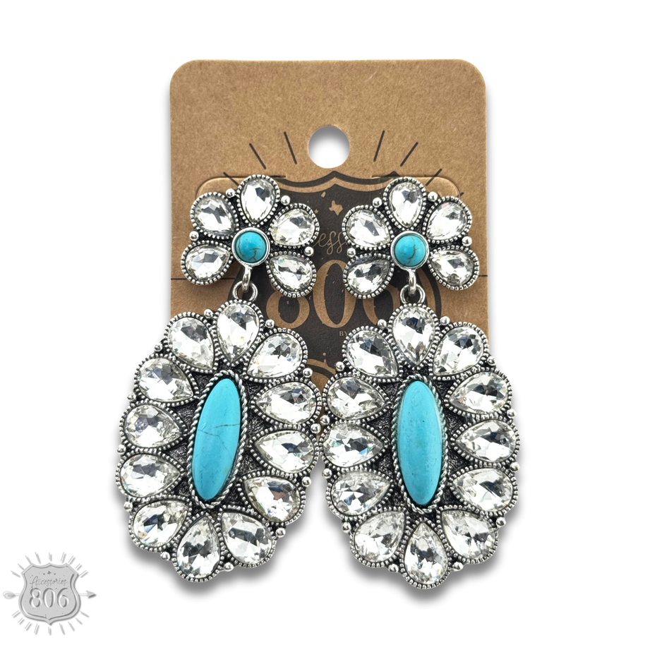 Western rhinestone concho earrings