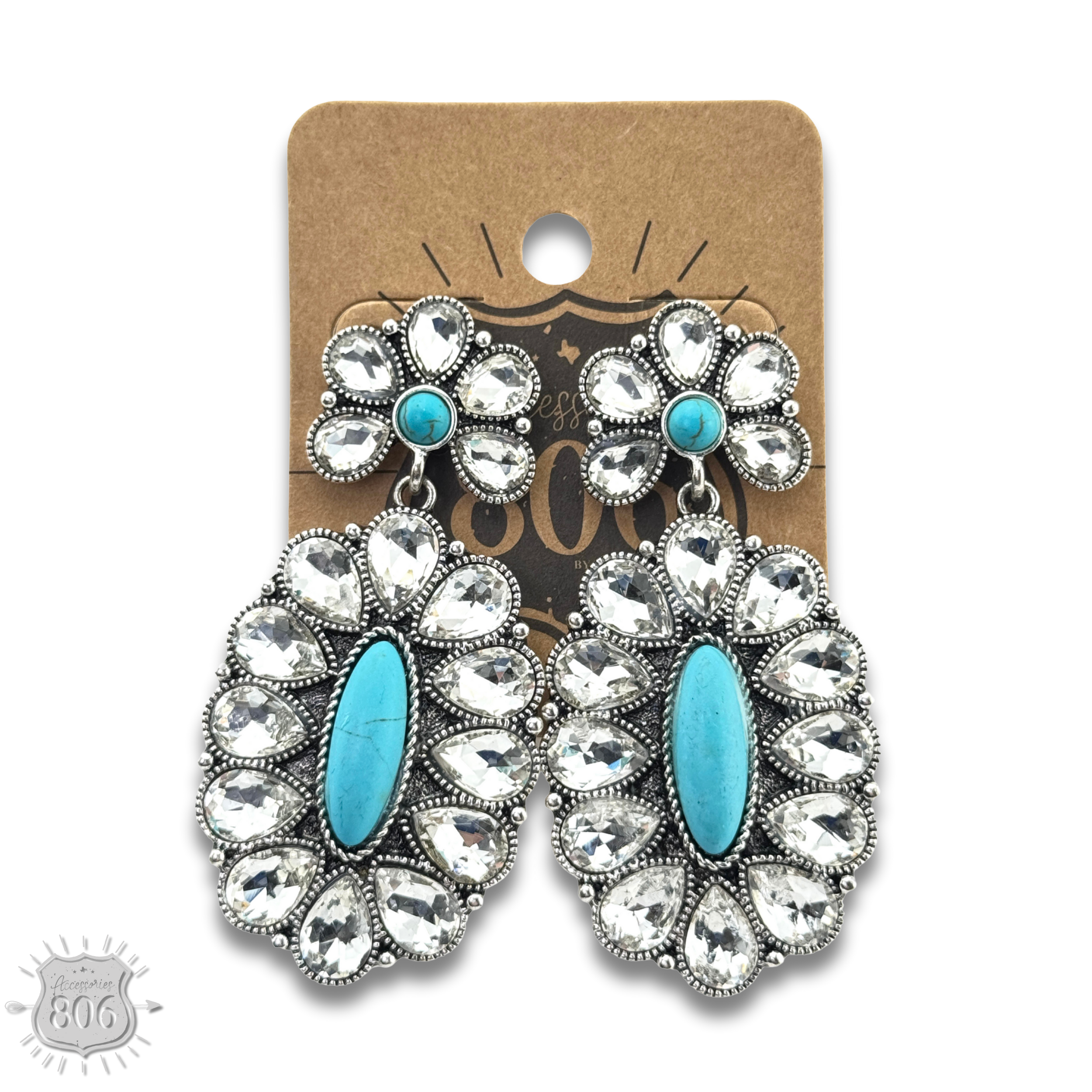 Western rhinestone concho earrings