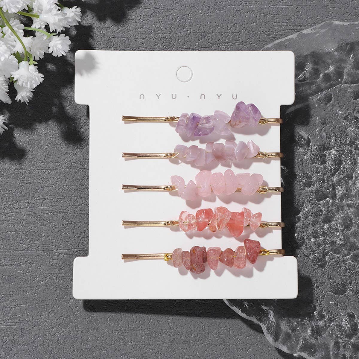 Natural Stone Hair Clip Set