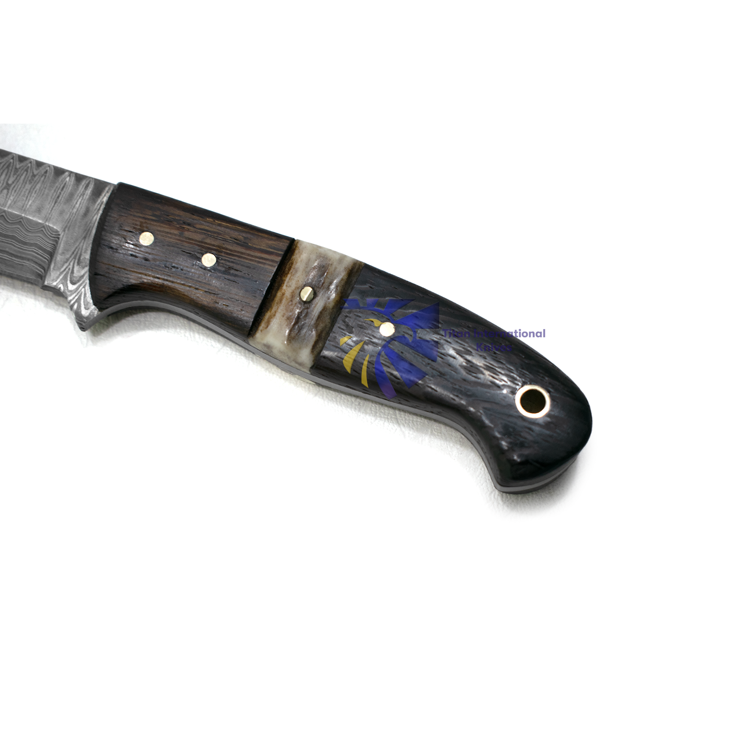 Damascus Steel Rosewood & Stag Hunting Knife