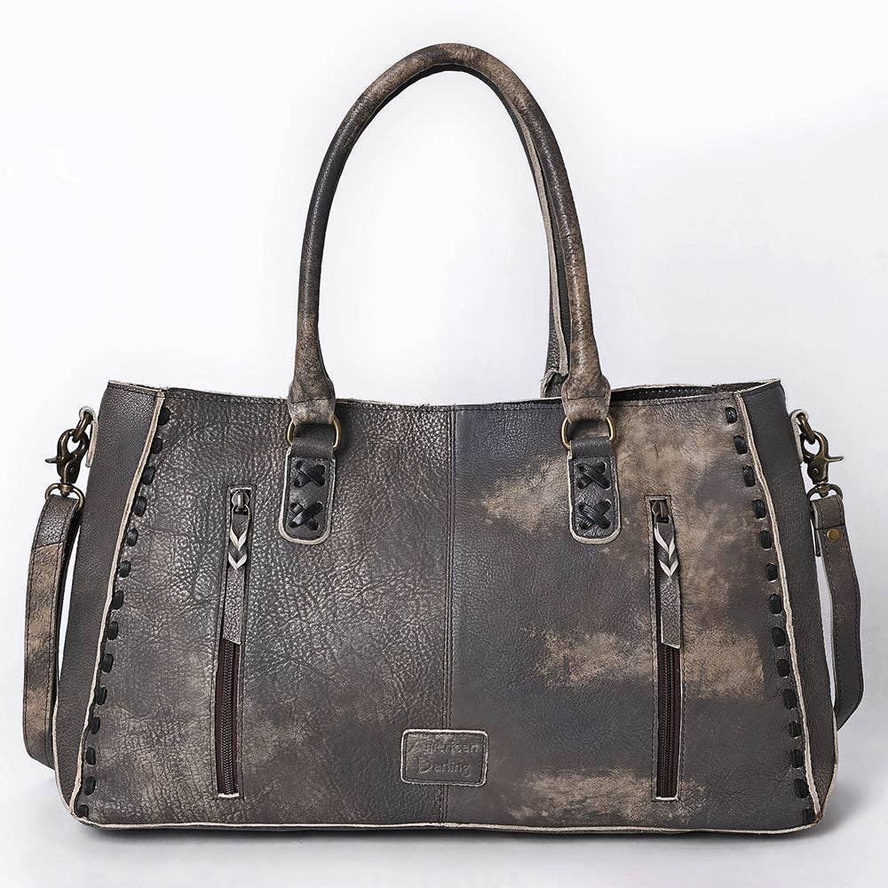Genuine Leather Tote with Fringe