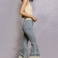 Vintage Washed Ruffle Jeans