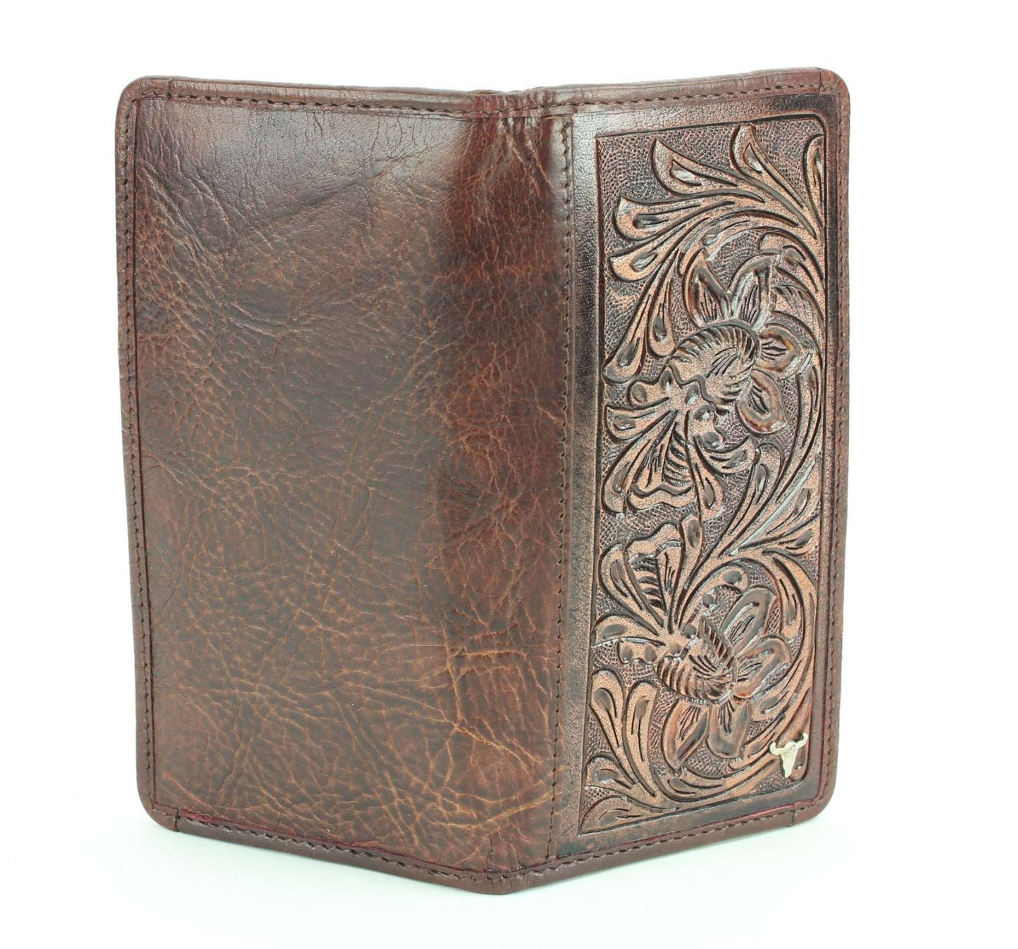 Tooled leather floral filigree Western rodeo wallet #AB W 10