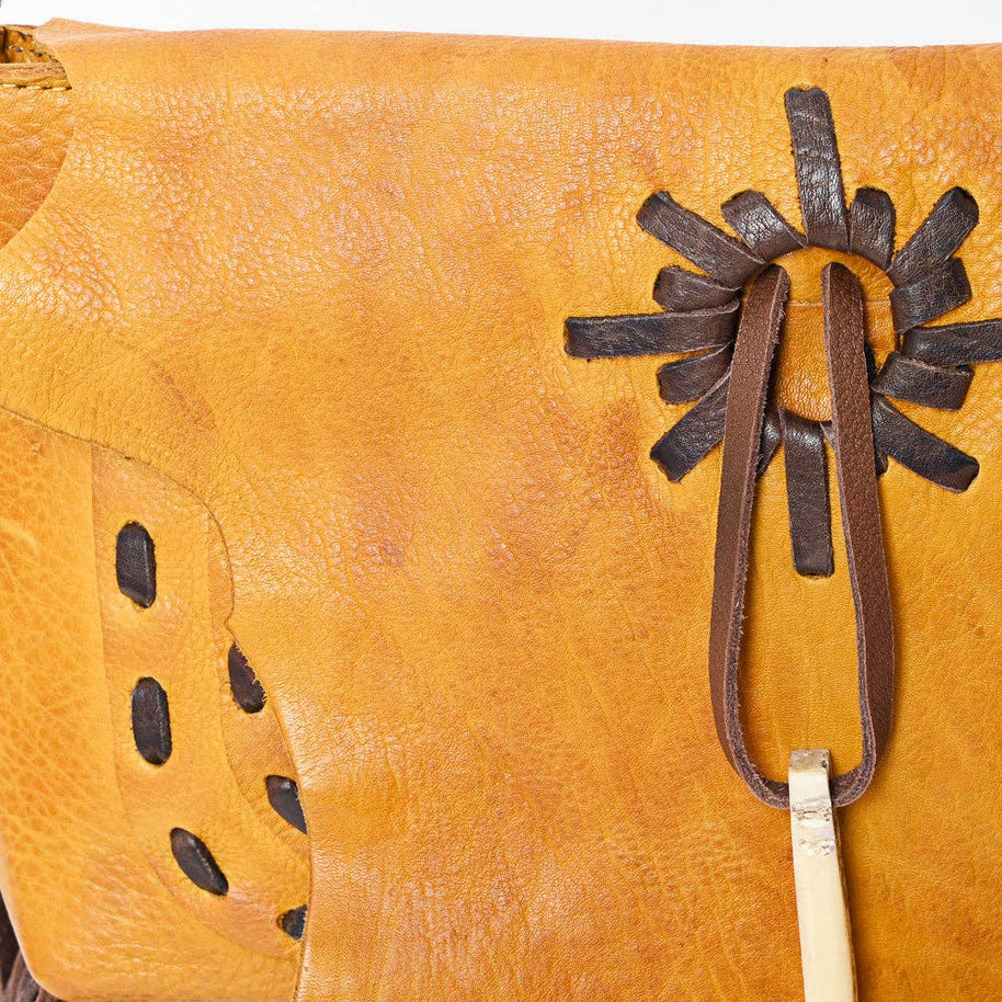 Rustic Leather Fringe Crossbody