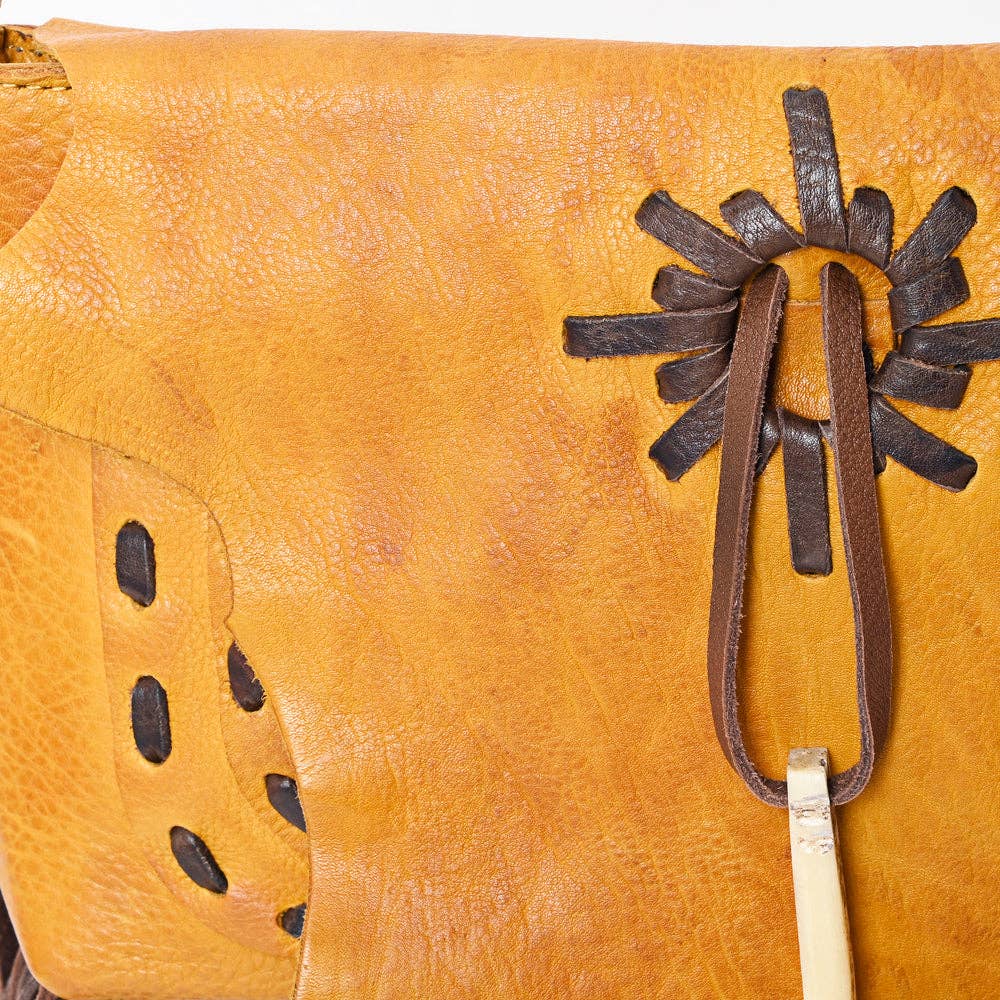 Rustic Leather Fringe Crossbody