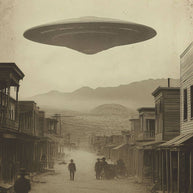 Flying Saucer Over Old West Town